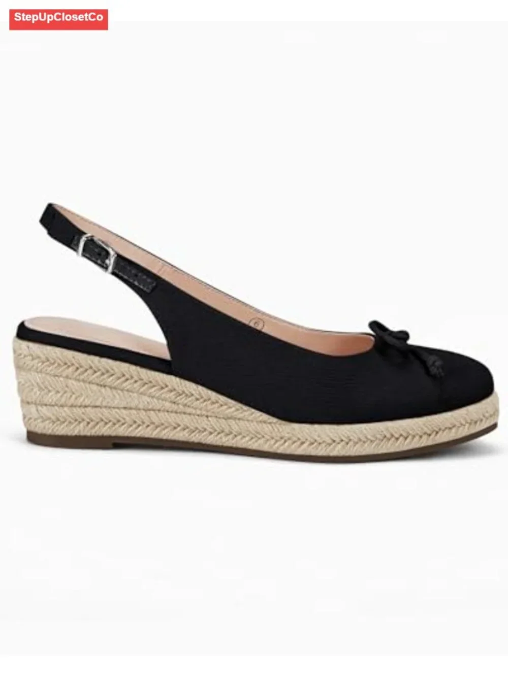 Closed Toe Espadrilles Wedges Platform Slingback Mid Low Heel Canvas Bow Dress